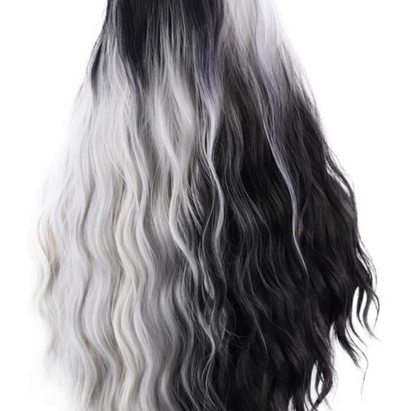 26” ?‍♀️BLACK & SILVERISH GREY SPLIT DYE WIG main image 4
